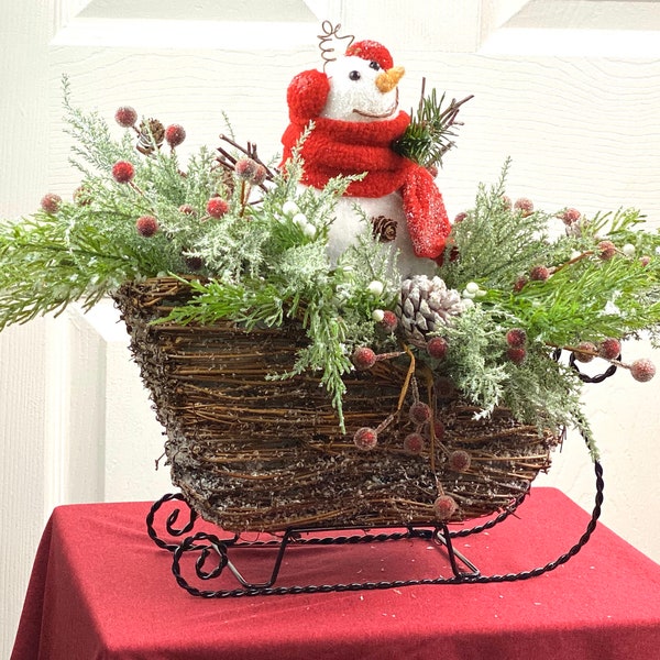 Christmas Arrangement, Snowman Arrangement, Snowman Decor