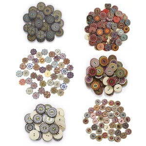 50x Retro Wooden Buttons for Scrapbooking and Handmade Clothes 15-25mm Set C
