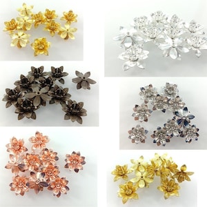 10pcs 6x15mm Copper Filigree Flowers Base Connector Bead Cap Charms Pendants Setting Craft DIY Shape