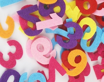 50 parches de tela con números de fieltro para manualidades, para coser muñecas y álbumes de recortes.