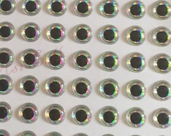 25 pezzi/250 pezzi di occhi adesivi da 2 mm a 18 mm Occhi di pesce argentati olografici, resistenti e adesivi