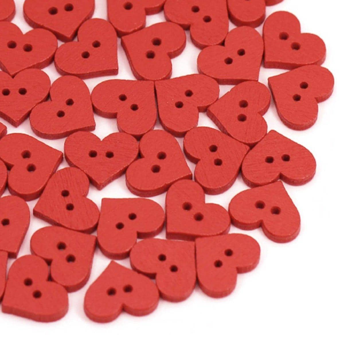 100 Stück Rote Herz-Knöpfe Aus Holz – 2-Loch, 23,5 Mm, Für Nähen, Basteln & Valentinstag
