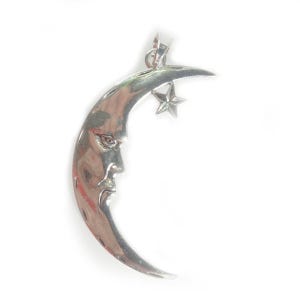 1pcs 89x50mm Large Crescent Moon Charm With Star Silver Colour Star Moon Charm Crescent Pendant Loop