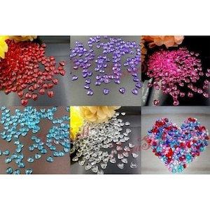 100pcs Crystal Heart Table Scatter Red Blue Pink Purple Clear 1cm Wedding Decoration Acrylic