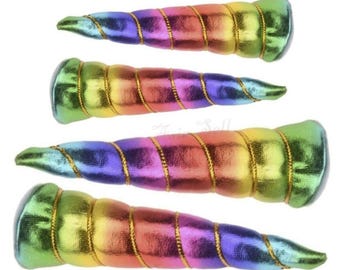 2pcs 6cm/10cm/13cm Rainbow Coloured Unicorn Horns DIY Horn Headband Party Costume Mask