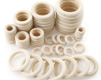 Legno naturale fai da te, perline di legno da 15 mm a 100 mm, connettori per ciondoli, cerchi, anelli, artigianato non rifinito, ornamento da parete in legno naturale