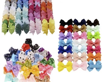 20pcs Hair Bows and Bowties Fabric Barette Grosgrain Ribbon For Girl Baby Kids