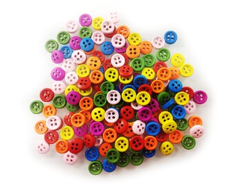 25-200 boutons en bois de 9 mm 4 trous à dos plat en bois coloré