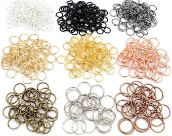 200pcs Open Jump Rings 8mm 10mm 12mm Single Loop Rhodium Light Silver Gold KC Gold Keyrings Small