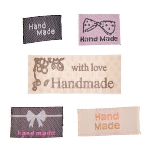 100pcs Hand Made Cloth Labels Printed Handmade With Love Garment Labels Tags For Clothes Bags DIY Sewing Craft