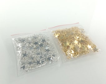 120pcs Stars Silver Gold Colour Tiny For Necklaces Bracelets Pendants Charms DIY