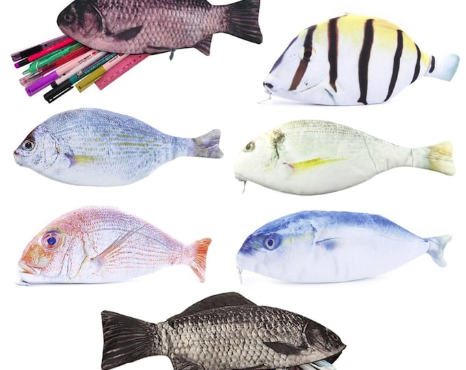 Fish Shape Pencil Case Make-up Cosmetics Bag Pouch With Zipper Zip Crafts Toys Gift Bonanza Pouch Bags