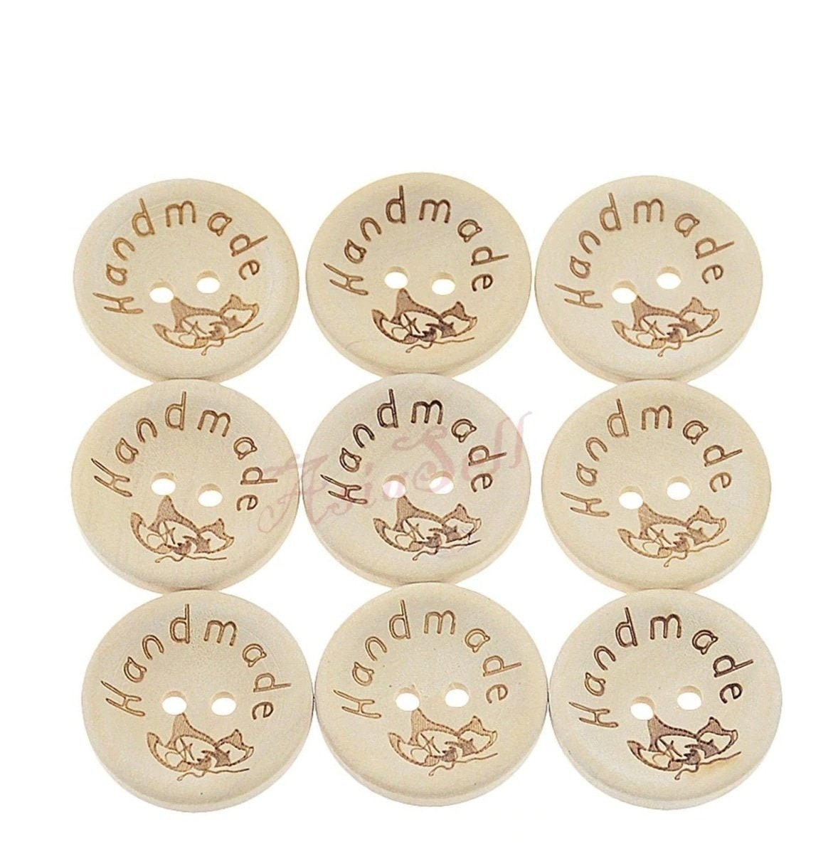 Handmade with Love Round Wooden Buttons (2-Hole, 450 Pack), PACK