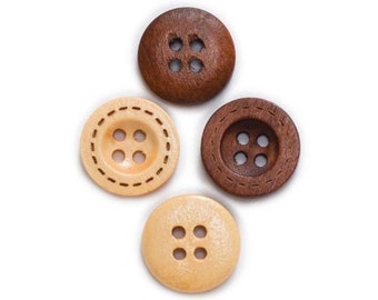 50pcs 13mm-18mm 4 Hole Wooden Buttons for Sewing Clothing Jacket Blazer Sweaters