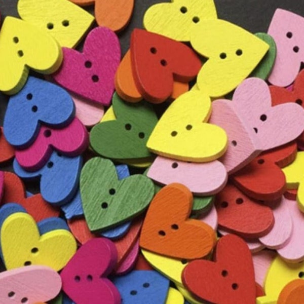 20-1000pcs 18mm Mixed Multicoloured Wooden Heart Buttons Wood Sewing Buttons For Kids Clothes Scrapbooking DIY