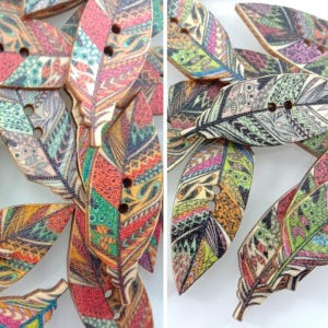 50pcs 42mm Wooden Leaf Buttons Leaves Retro for Scrapbooking Handmade Clothes