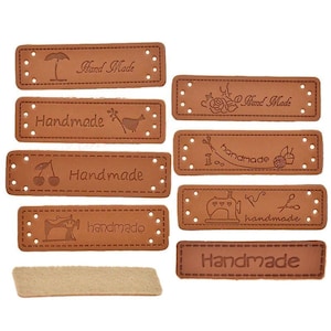 20pcs Handmade Labels PU Leather Patch Tags Rectangle DIY For Garment Sewing Rectangular Clothing Laser Etched Brown Label Applique