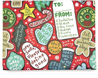 Funny Christmas Wrapping Paper - Compostable Kids Gift Wrap