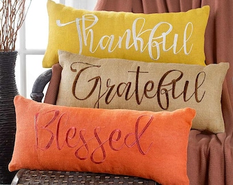 burlap sentiment pillows