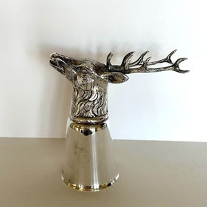 Vintage Deer Stirrup Cup, Stag Silver-Plated Stirrup Cup