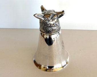 Fox Stirrup Cup, Vintage Silver-Plated Fox Stirrup, Monogrammed CRL