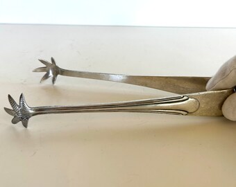 Art Deco Claw Tongs, Vintage Silver-Plated Claw Tongs