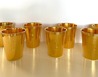 Mid Century Gold Julep Cups, Monogrammed "P" (Vintage Gold-Plated Julep Cups 7)