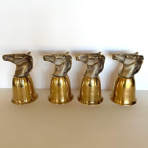 Horse Stirrup Cup Set (Four Cups) Brass Stirrup Cups