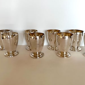 Footed Julep Cups by Crescent, Silver-Plated Footed Julep Cups, Mid Century