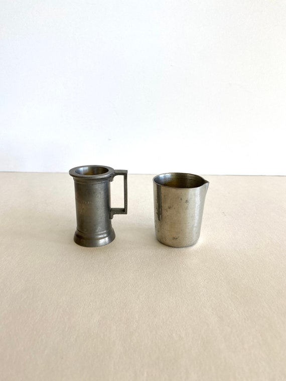 Unusual Pewter Jiggers 2 Pair of Vintage Pewter Jiggers Etsy