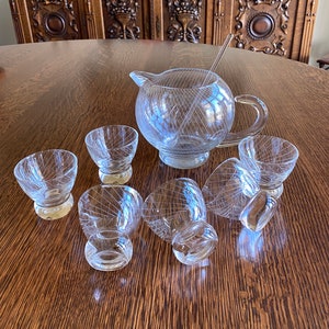 Art Deco Cocktail Pitcher Set, Art Deco 8-Piece Glassware Set
