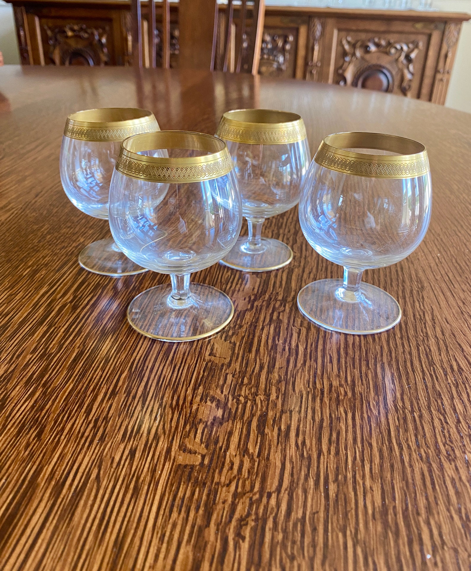 Gold Rimmed Stemmed Cordial Glasses 4 Vintage Port or Etsy