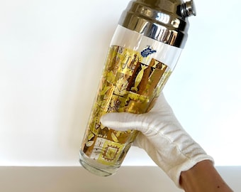 Atomic Cocktail Shaker: Mid Century Gold Inca by West Virginia Glass
