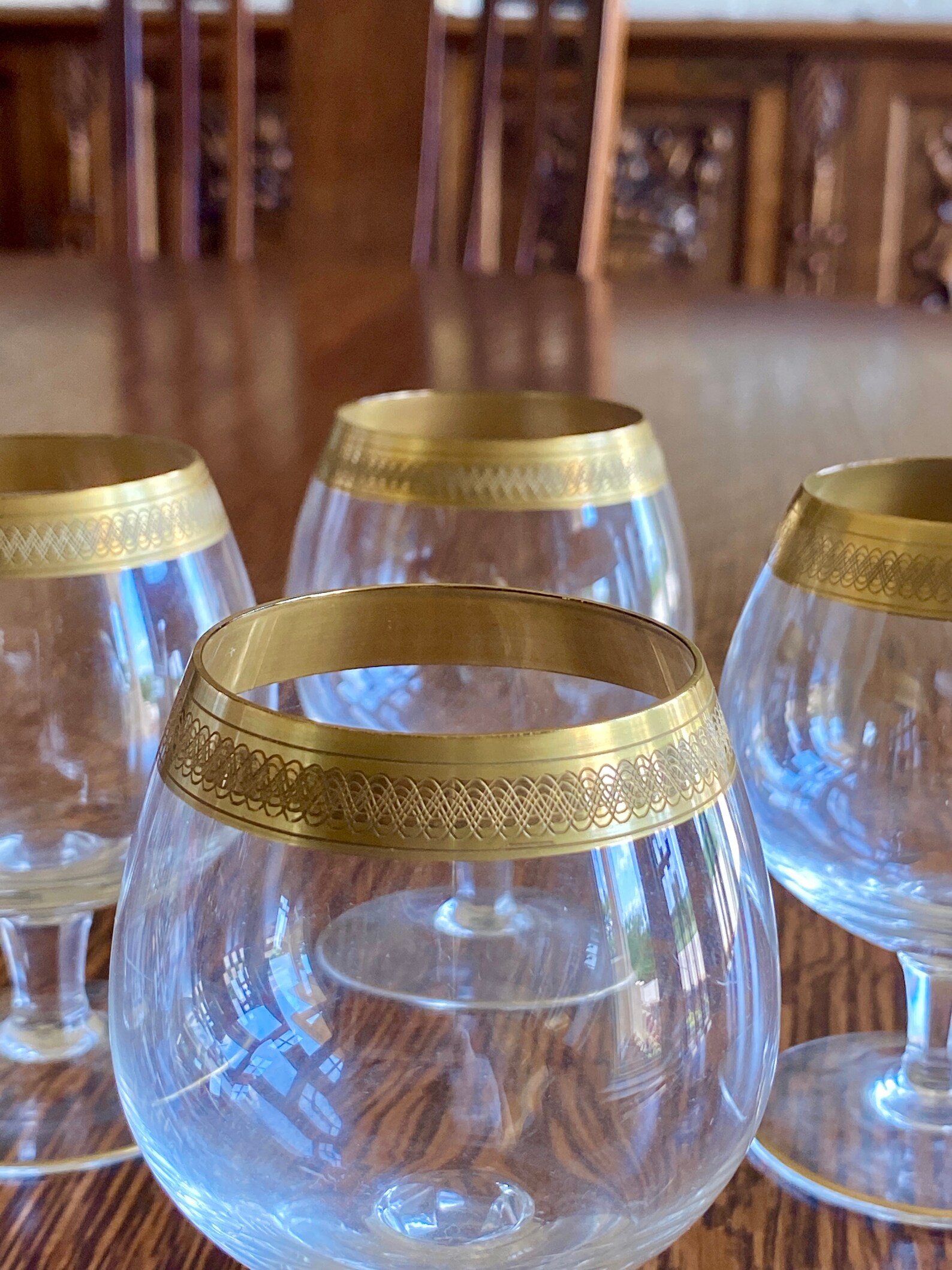 Gold Rimmed Stemmed Cordial Glasses 4 Vintage Port or Etsy