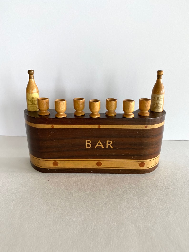 Vintage Novelty Wood Bar Cocktail Picks Set Miniature Wood Etsy