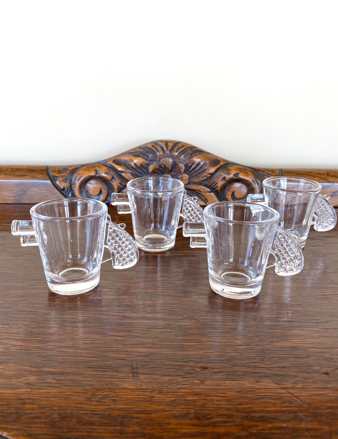 Pistol Jigger Shot Glasses 4 Figural Jiggers Vintage Etsy
