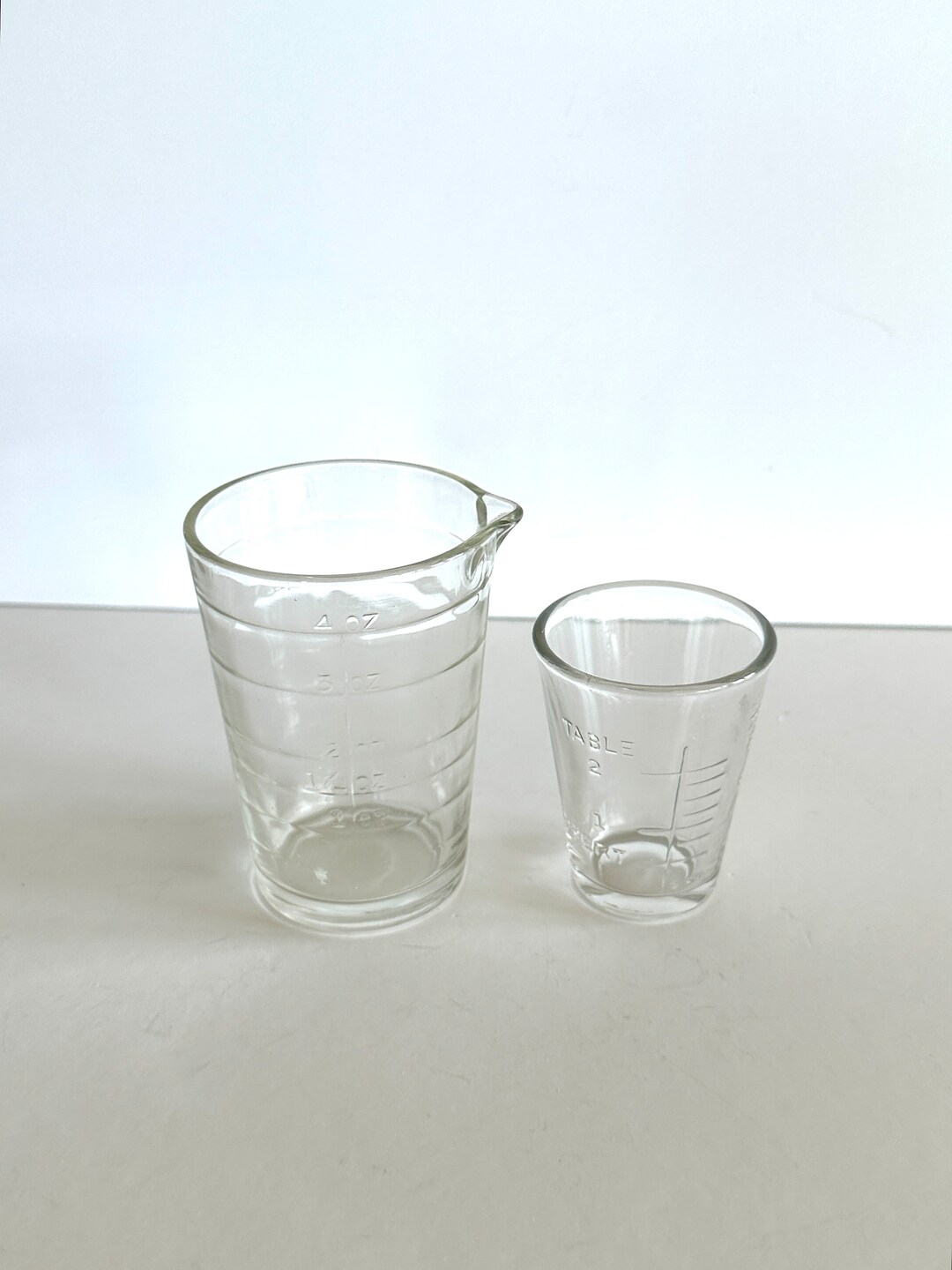 Pair of Vintage Glass Jiggers Mini Glass Beakers 4 Oz 1 Etsy