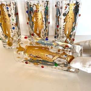 Culver Mardi Gras Jeweled Glasses (4 Glasses), Set #1