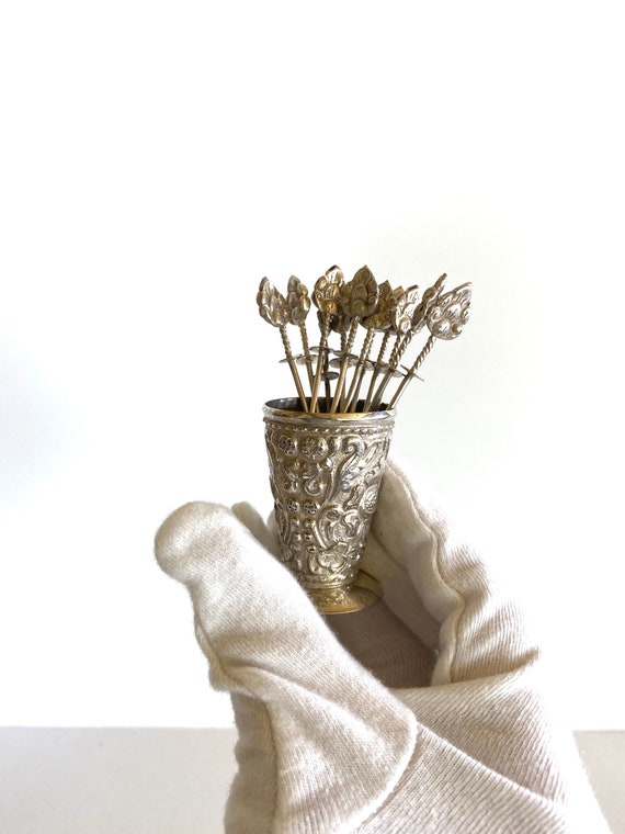 Silver Cocktail Picks 12 Art Deco Cocktail Picks Etsy