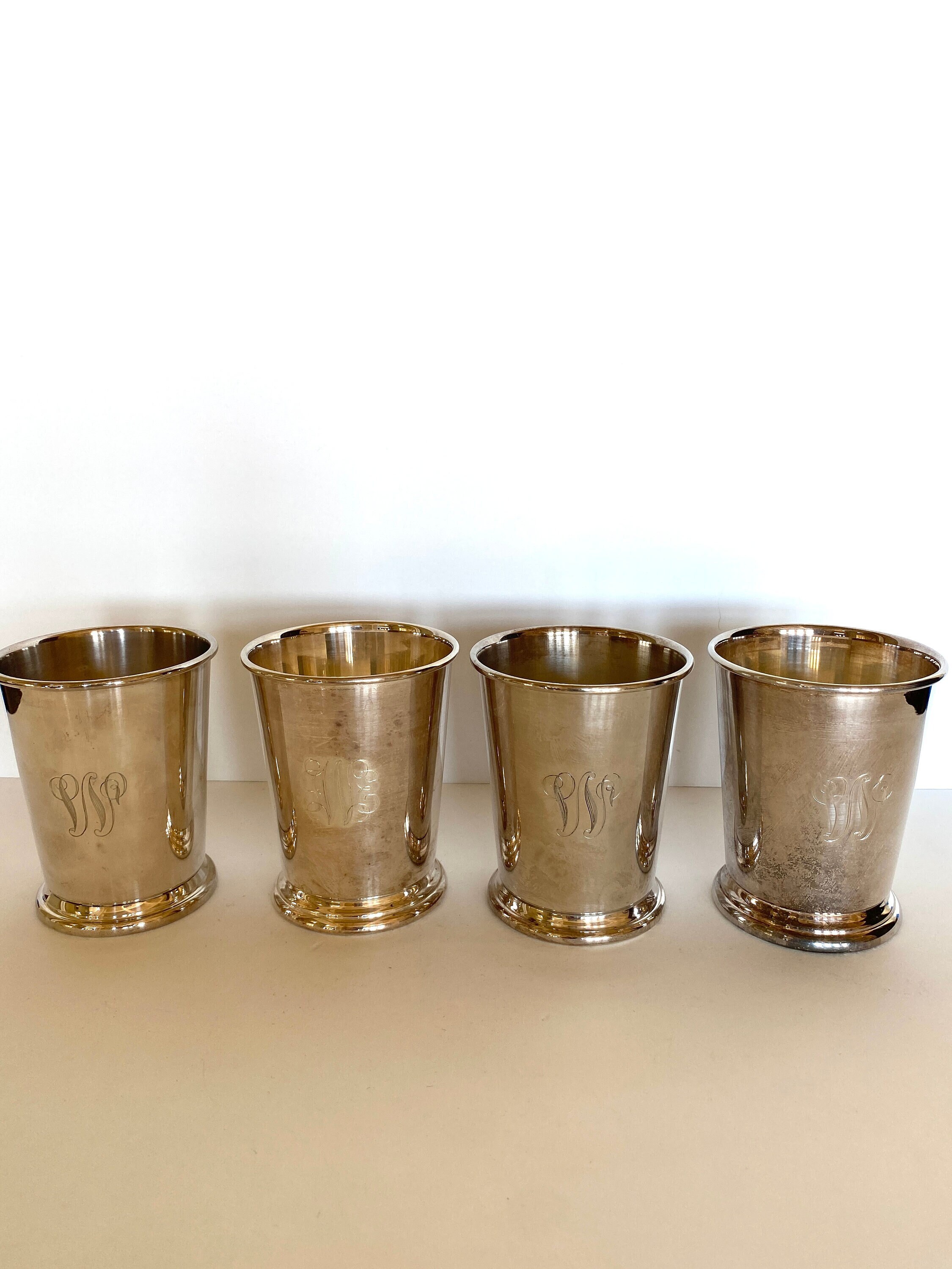 SilverPlated Julep Cups W Monogram 4 Sheridan Julep Cups Etsy