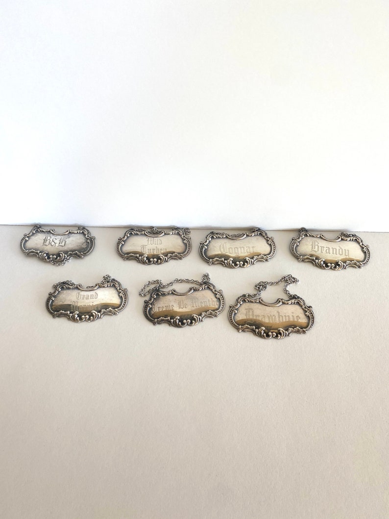 Vintage Decanter Tags By Gorham 7 Rare Liquor Brands Etsy vintage-decanter-tags-by-gorham-7-rare-liquor-brands-etsy