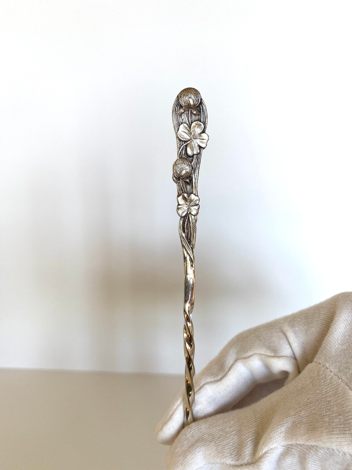 Vintage Cocktail Spoon FourLeaf Clover Motif SilverPlated Etsy