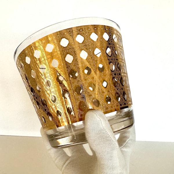Culver Canella Ice Bucket, Mid Century Gold Ice Bucket, Mid Century Glassware