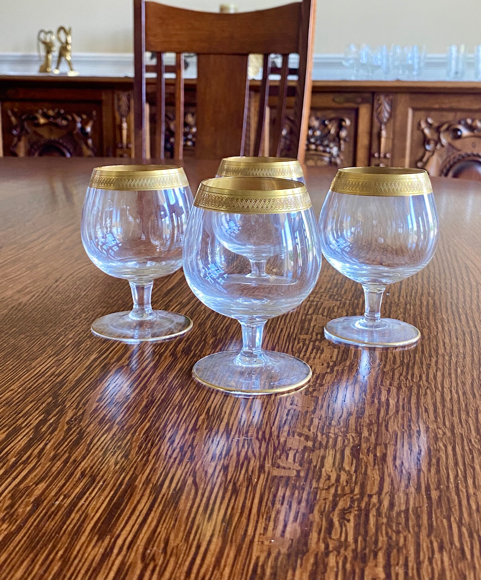 Gold Rimmed Stemmed Cordial Glasses 4 Vintage Port or Etsy