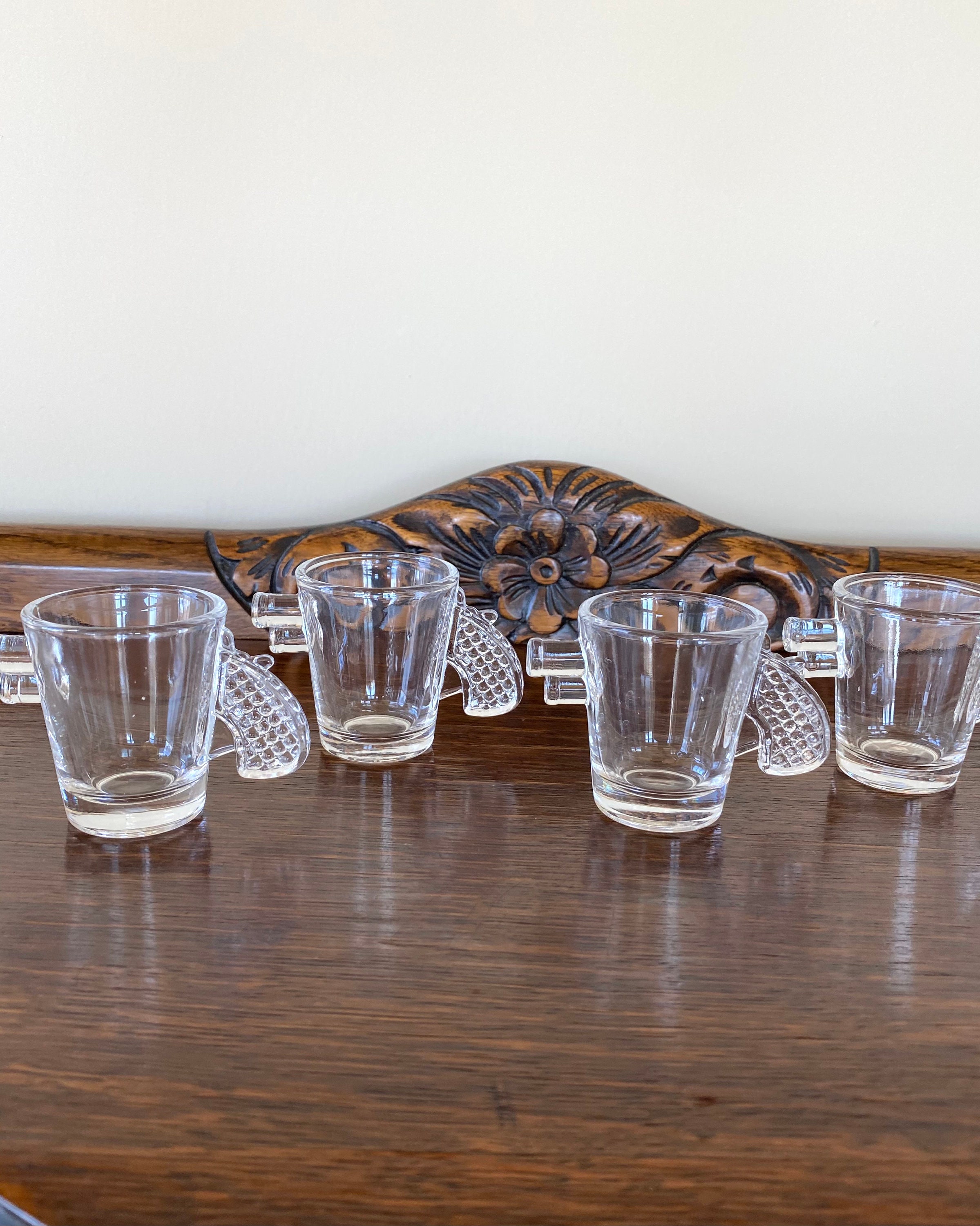 Pistol Jigger Shot Glasses 4 Figural Jiggers Vintage Etsy