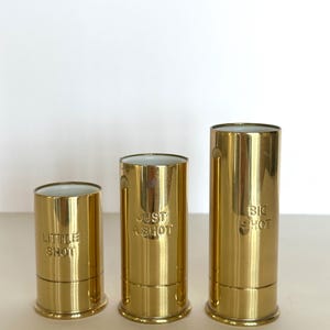 Figural Brass Shotgun Shell Jiggers (1 oz, 1.5 oz, 2 oz), Solid Brass Jiggers, Novelty Cocktail Jiggers