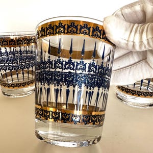 Fred Press Navy & Gold Glasses (Set of 4), Set #2