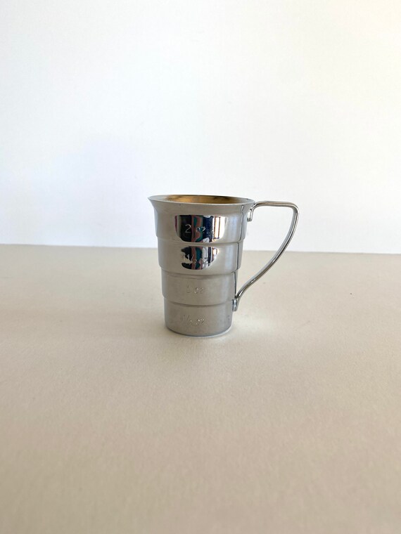 Pewter Stepped Jigger, Graduated Jigger, Mid Century Stepped Jigger 