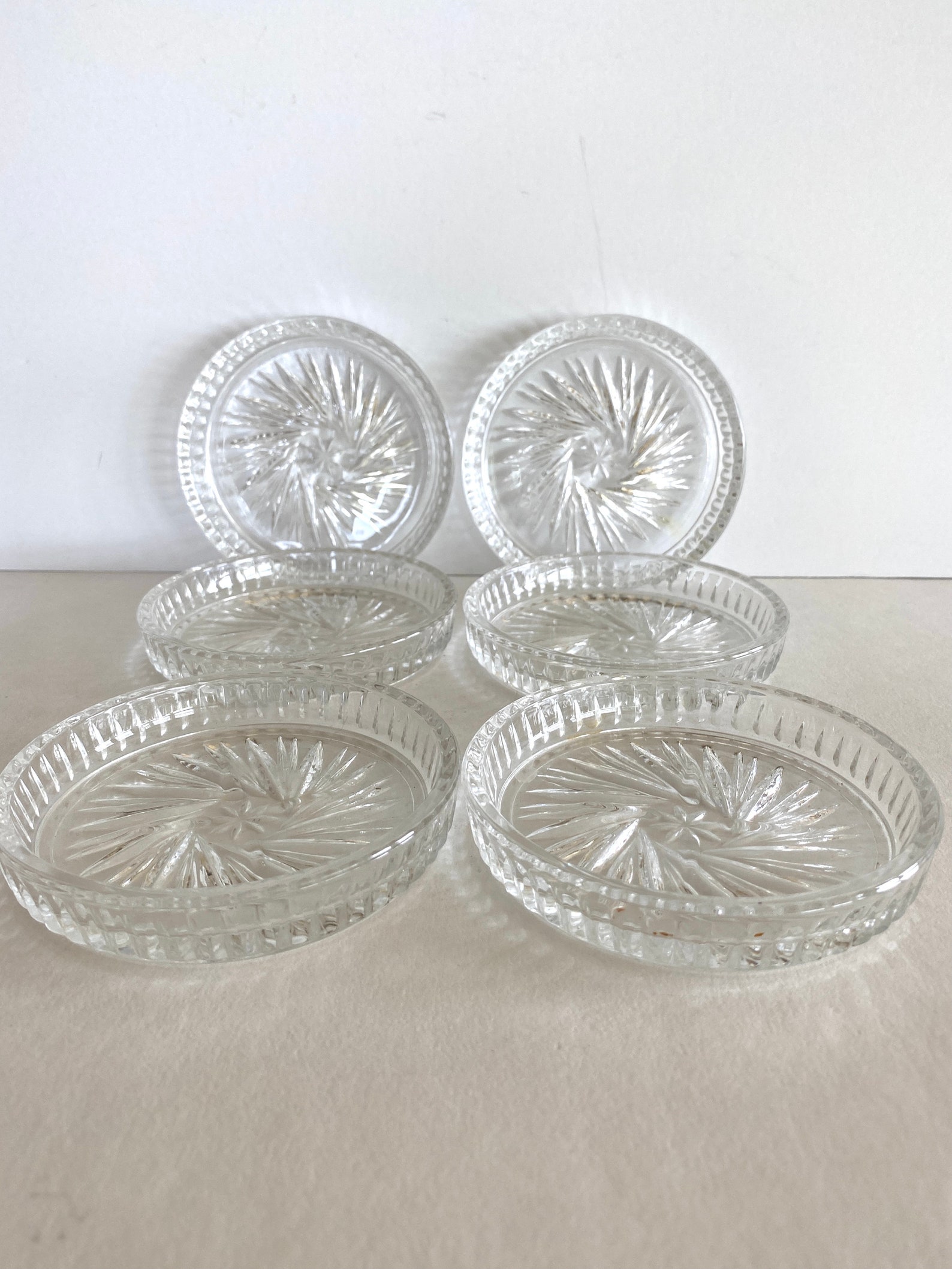 Vintage Cut Crystal Coasters 6 Larger in Size Etsy