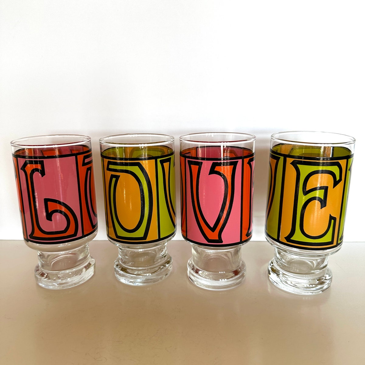 Vintage Love Glasses by Anchor Hocking, 1970s - Etsy
